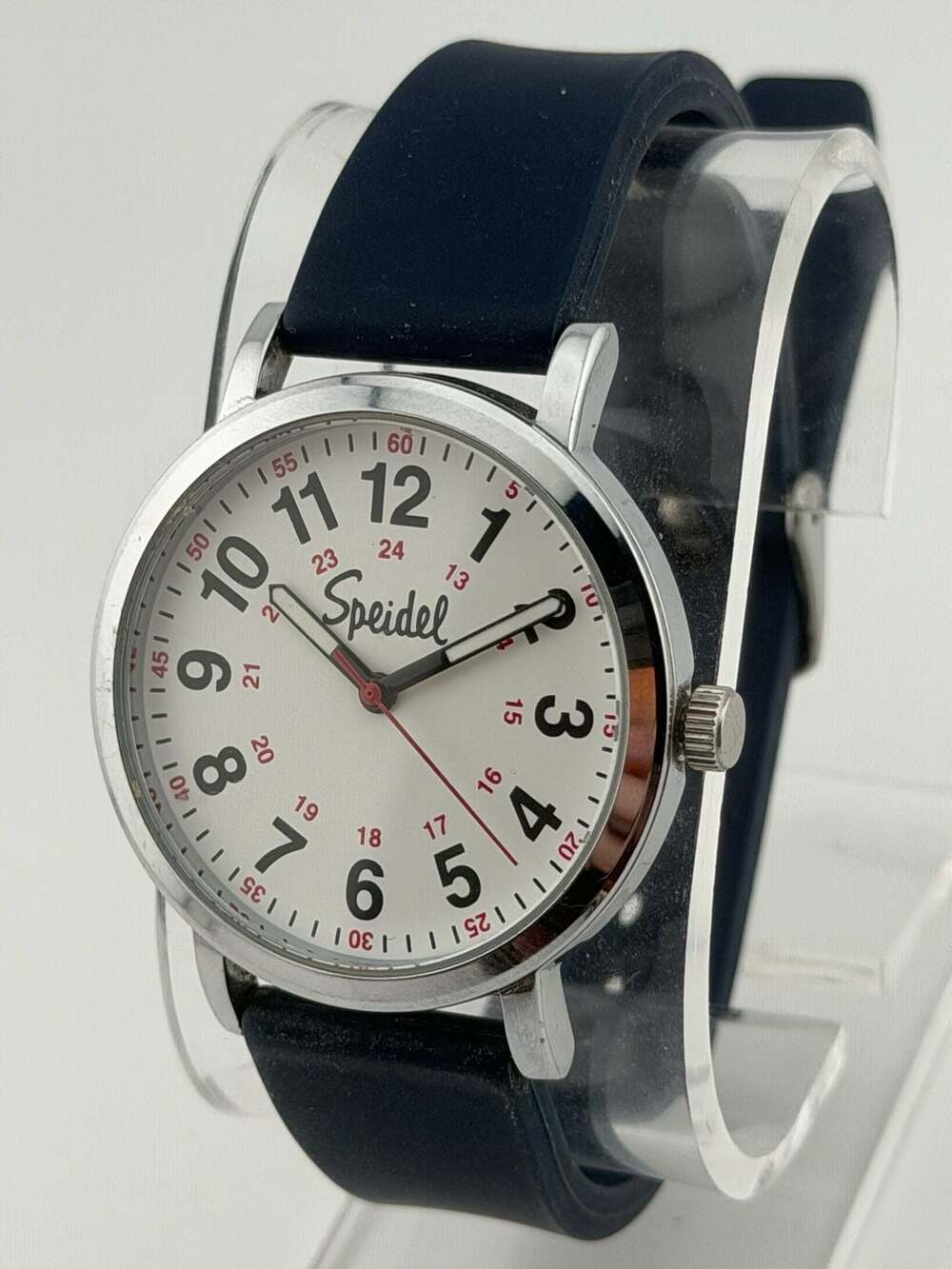 BOGO!-Speidel Original Scrub Watch Midnight Blue Silicone Band P5587 NEW BATTERY